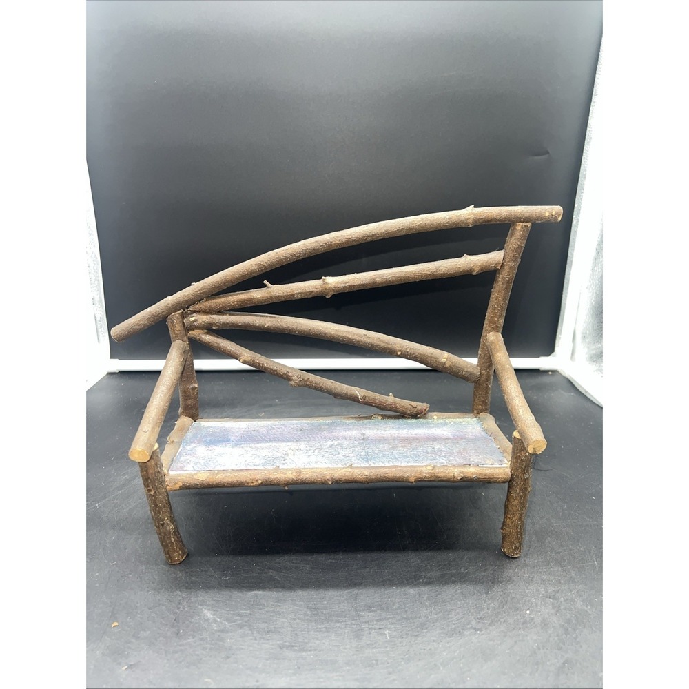 Wood Homemade Grapevine Doll Bench Dolls Plant Stand  Made From Sticks Furniture